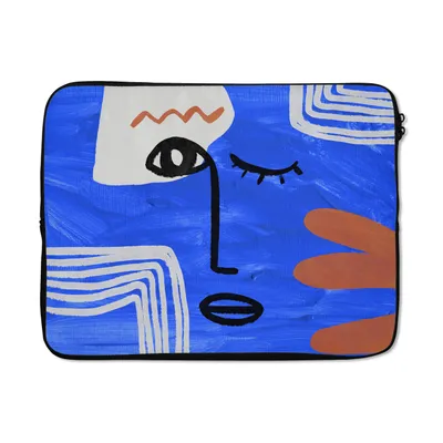 Produktbild von MuchoWow® Laptop Hülle 15 Zoll Porträt - Blau - Abstrakt Laptoptasche - Laptoptasche - Sleeve - Rundum-Schutz