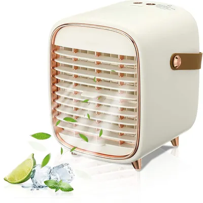 Obrázek produktu pro Přenosná klimatizace, vzduchový chladič s 3 rychlostmi, ventilátor s funkcí zvlhčování a rozprašování, mini klimatizace pro domácnost, kancelář, ložnici, kuchyň, studentskou kolej, auto, stan
