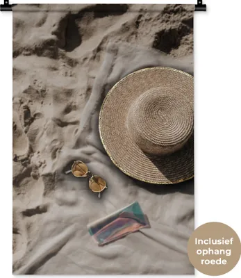 Produktbild von MuchoWow® Wandteppich Wandbehang Strand - Sonnenbrille - Sommer 60x90 cm Tapisserie Dekoration Wandtuch - Foto-Teppich - Abwaschbar