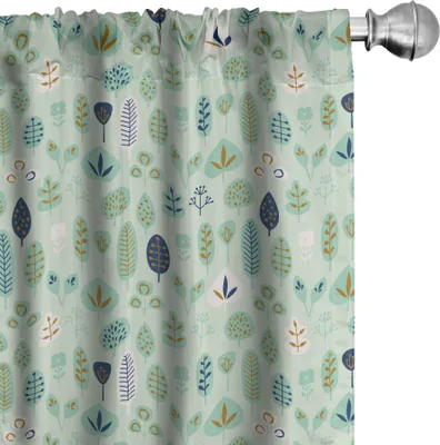 Produktbild von ABAKUHAUS Wald Vorhänge, Gardinen, Repetitive Stil Botanical Themed Grafik Beeinflusst Garten Blätter, 2 Stück 75 x 245 cm, Hellgrün Mehrfarbig