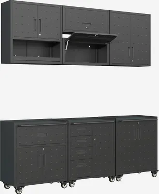 Immagine prodotto di Mobili contenitore per garage 6 moduli acciaio, Nero