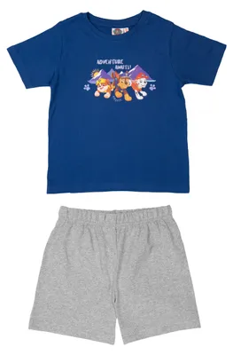 Produktbild von Paw Patrol Schlafanzug für Jungen Kinder Pyjama Set Kurzarm Oberteil mit Hose Blau/Grau 110-116