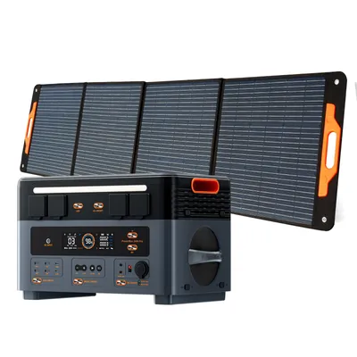 Produktbild von OSCAL PowerMax 2400Pro Trennbare Solarspeicher 2400W/2016Wh Powerstation, Microinverter+OSCAL PM200Plus Faltbares Solarpanel 200W Mobile Solaranlage