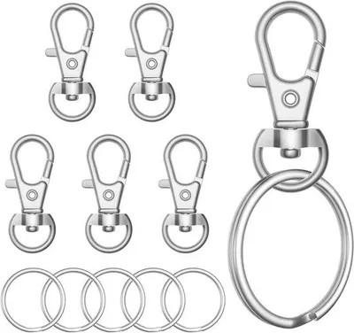 Productafbeelding van Metalen karabijnhaaksluiting - sleutelhangerclip - 100 stuks