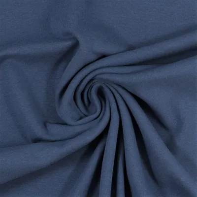 Produktbild von Bündchenstoff Heike Rauchblau, Uni 240 g/m², Strickschlauch glatt/fein, 50 cm Schlauch, Meterware