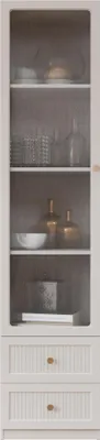 Produktbild von MIRJAN24 Vitrine Ferena 1D2SZ, Vitrine mit eins Drehtüren und zwei Schubladen (Farbe: Cashmere)