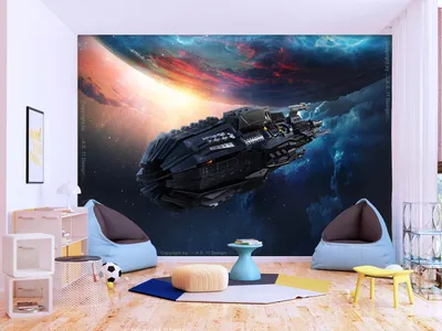 Produktbild von Vlies Fototapete Raumschiff 400x280 cm Tapeten Wandtapete XXL Erde Weltraum Kosmos Universum Galaxy e-C-10017-a-a