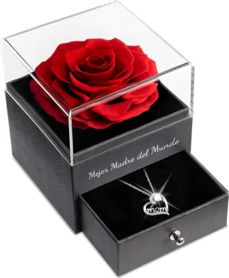 Image de Sunia Rose éternelle cadeau pour maman, collier en argent sterling rouge