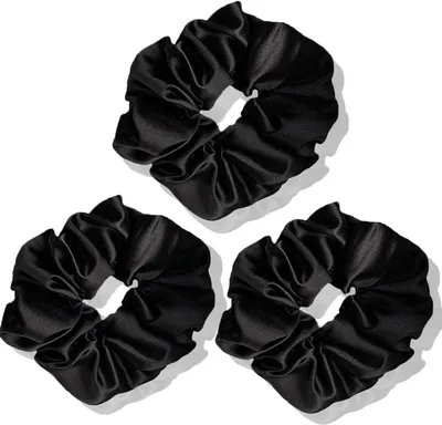 Produktbild von Große Seiden-Haargummis für Damen, weiche Satin-Haarbänder, elastische Haargummis aus Seide, Pferdeschwanz-Haarbänder für Damen und Mädchen – 3 Stück