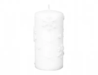 Obrázok produktu pre Vianočný valec na sviečky SNOWFLAKES Ø7 x 14 cm biely