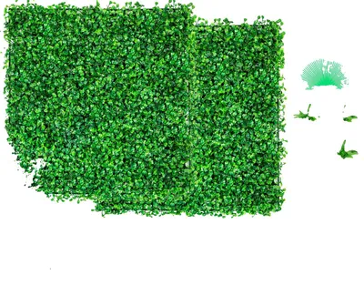 Produktbild von VEVOR Künstliches Buchsbaum-Panel UV 12 Stück Buchsbaum-Heckenwand-Panels Künstlicher Gras-Hintergrund Wand 20X20" 4cm Grünes Gras Wand Fake-Hecke für Dekoration Sichtschutzzaun Innen Außen Garten Hinterhof, 10x10 Zoll-64 Nägel-48 Stück