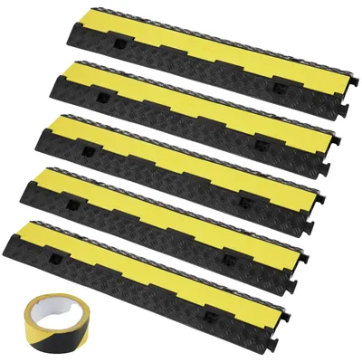 Produktbild von VEVOR Kabelschutz 101x24,5x5cm 3er Pack mit 2 4989,5 kg Achslast Kapazität Schutzdrahtrampe Auffahrt Gummi Verkehrsberuhigungshügel, 5-a, 98x24x4.5 cm-a