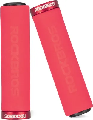 Immagine prodotto di Manopole per bici ROCKBROS – antiscivolo, ammortizzanti e leggere, in schiuma, universali per manubri da 22,2 mm, rosso-rosso