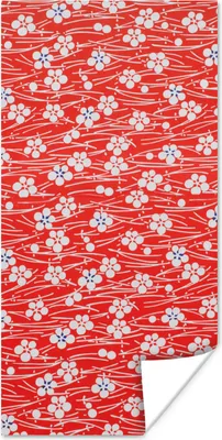 Produktbild von MuchoWow® Poster Ein rotes und weißes Blumenmuster 60x120 cm - Wandschmuck