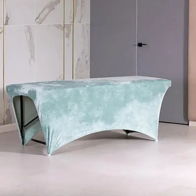 Produktbild von Velours-Liegebezug | Für Kosmetikliegen & Stühle | Waschbar, rutschfest mit Gummibund | Praktische Fußaussparung, 190x70 cm, mint
