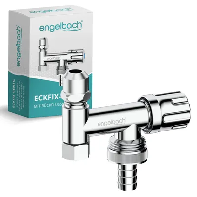Produktbild von Engelbach Universal Eckfix Gerätezusatzventil mit Rückflussverhinderer - Einfacher Einbau auf vorhandene Eckventile - Zusatzventil aus Messing