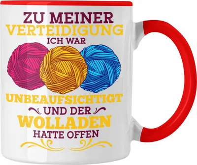 Produktbild von Trendation - Lustige Strick Häkel-Tasse  Geschenk Stricken Häkeln Spruch Oma Rentner (Rot)