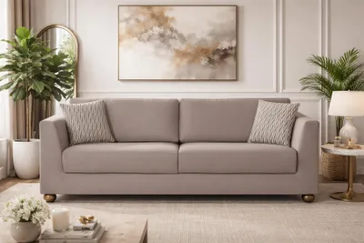 Productafbeelding van Beige woonkamerbank, gestoffeerd, modern, 3-zits, textielbank