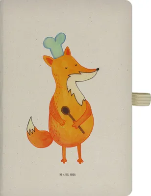Produktbild von Mr. & Mrs. Panda notizbuch Fuchs Koch - Transparent - Geschenk, A5 Kariert, Hungrig, Bäcker, Köche, Tagebuch, Journal, Chefkoch, Adressbuch, Reisetagebuch