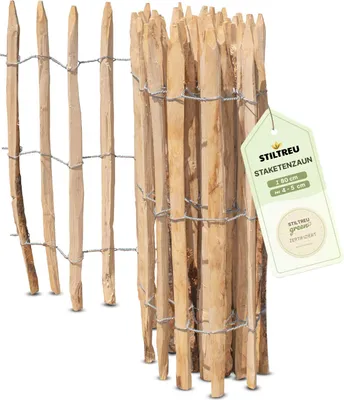 Produktbild von Französischer Premium Staketenzaun Kastanie - Länge 5 Meter, Höhe 80 cm, Lattenabstand 4-5 cm