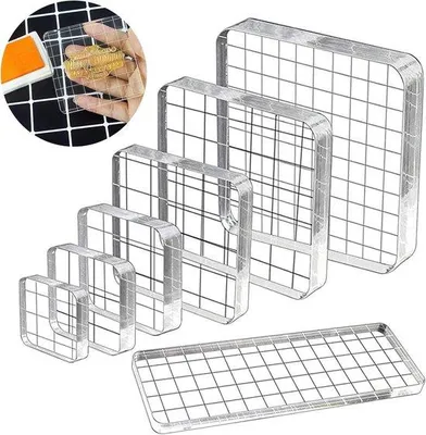 Obrázek produktu pro Akrylové bloky pro silikonová razítka, sada 7 kusů, s mřížkou, pro scrapbooking