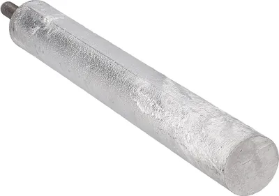 A silver anode rod is shown against a white background.