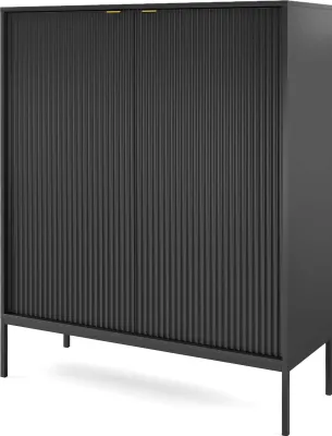 Produktbild von FURNLUX Sideboard Avon Schwarz 104cm / Hauptfarbe: Schwarz / Abmessungen: 104 x 125 x 39 cm