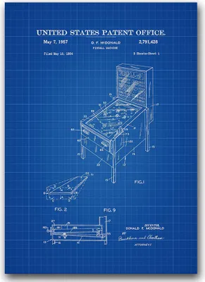 Produktbild von Poster - Canvas - Leinwand - 59,4 cm x 84,1 cm - Fotoposter - Leinwandkunst - Pinball Machine United States Patent