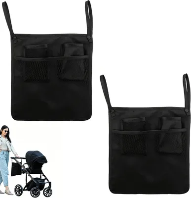 Imagen del producto de Bolsa universal para cochecito de bebé, juego de 2 unidades, gran capacidad, múltiples compartimentos, para cochecitos