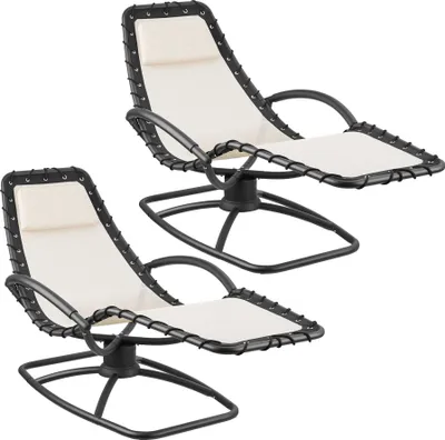 Produktbild von tectake Gartenliege Toulon Schwingfunktion ergonomisch Textilene wetterfest 120kg Belastbarkeit Kopfpolster klappbar 77x170x83cm 2er Set