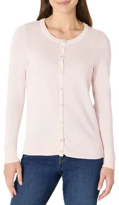Immagine prodotto di A. Cardigan da donna leggero a collo rotondo, marca Essentials (disponibile anche in taglie forti), colore chiaro