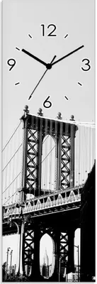 Produktbild von ARTland Glas Wanduhr Quarzuhr - schwarzer Zeiger Dumbo Manhattan Bridge New York Größe: 20x60 cm