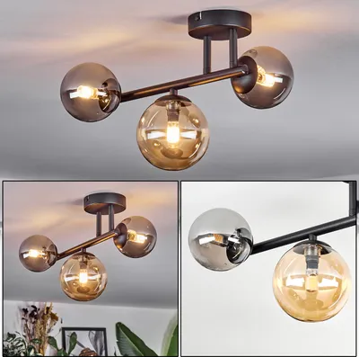 Produktbild von Isorella Deckenlampe aus Metall/Glas in Schwarz/Bernstein-/Rauchfarben