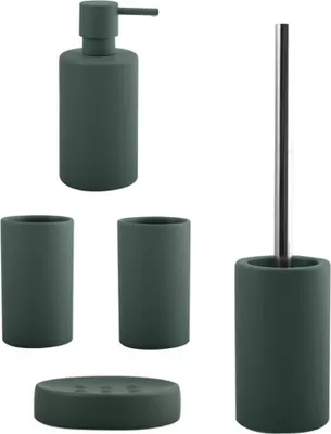 Bremermann Calvi Set WC Con Scopino In Bambù E Plastica Grigio - Include Testina Di Ricambio, 39x11,4 Cm