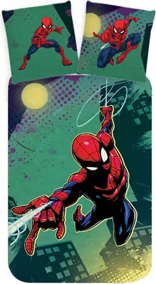 Obrázek produktu pro Marvel Spiderman, dětské ložní prádlo, dětské ložní prádlo, superhrdina v akci, přikrývka 100 x 135 + polštář 40 x 60 cm 100% bavlna