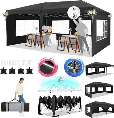 Immagine prodotto di Padiglione pop-up, facile da montare, design impermeabile, nero