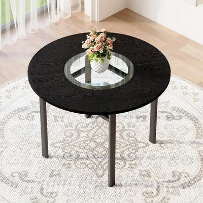 Produktbild von Runder Esstisch für 2-4 Personen, 100 x 76 cm  cm(Ø x H),  für Wohnzimmer Küche Esszimmer, Schwarz