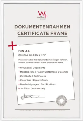 Produktbild von walther design Bilderrahmen weiss 21 x 29,7 cm (DIN A4) 5er Pack, New Lifestyle Kunststoffrahmen KV130W5 – weiß Klarglas, Größe 21 x 29,7 cm DIN A4