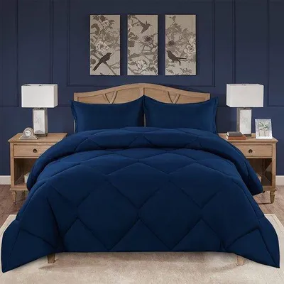 Productafbeelding van dekbed, microvezeldekbed (300 g/m²), 4-seizoenen dekbed, zacht en warm dekbed (200 x 200 cm, donkerblauw)