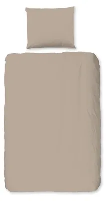 Productafbeelding van Good Morning Dekbedovertrek "Uni" - Bruin - (140x220 cm) - 100% Katoen