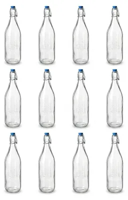 Produktbild von Olympia Glasflaschen mit Bügelverschluss | 1L | 12 Stück | Spülmaschinenfest, KI-generiertes Bild