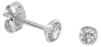 Produktbild von Solitär Ohrstecker Silber 925 Ohrringe mit Zirkonia 2 mm