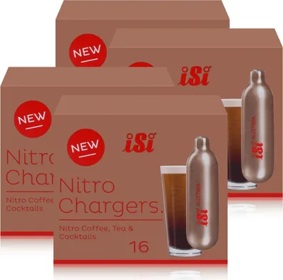Produktbild von iSi Nitrokapseln/Nitro Chargers 16 Kapseln für Kaffee, Tee, Cocktails (4er Pack)