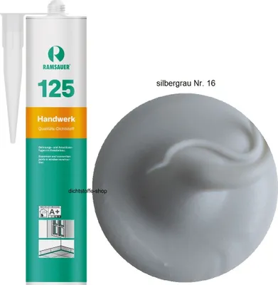 Produktbild von Ramsauer 125 Handwerk 1K Silikon Dichtstoff 310ml Kartusche silbergrau Nr.16