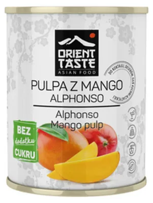 Zdjęcie produktu dla Mango pulpa 850 ml Alphonso Orient Taste. produkt pasteryzowany