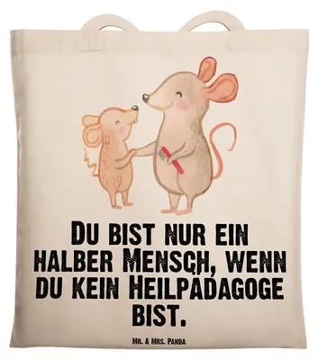 Produktbild von Mr. & Mrs. Panda Shopping Tasche Heilpädagoge Herz - Transparent - Geschenk, Studium, Einkaufstasche, Stoffbeutel, dokumententasche, Ausbildung, Spruch, Schultasche