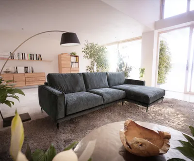 Produktbild von DELIFE Ecksofa Sottil 290 x 165cm Chenille Grau Recamiere rechts