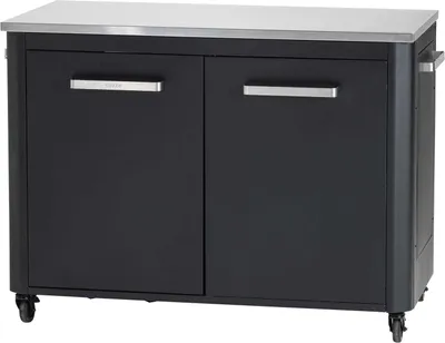 Immagine prodotto di Cozze® Tavolo da lavoro da esterno, per cucina mobile da esterno, armadio con 4 rotelle, 90,5 x 127,4 x 67 cm, acciaio inossidabile, nero