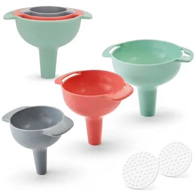 Produktbild von com-four® 8-teiliges Trichter Set mit Sieb - Kunststoff Küchentrichter