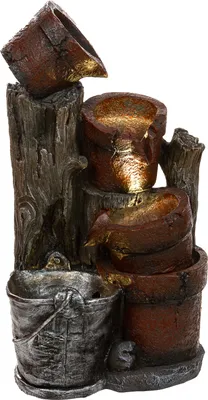 Produktbild von Zimmerbrunnen mit LED Leuchten, 58cm Springbrunnen Krüge (Brunnen 13 Krüge)